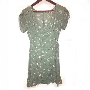 NLW sage/purple summer mini wrap dress